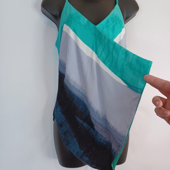 Rachel Roy Women's Tank Top Blue Sz S Layer V Neck Coastal Nautical Maritime - Picture 4 of 14